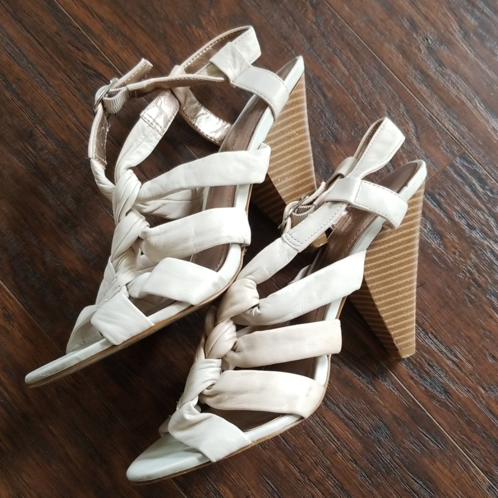 BCBGeneration Brazil Ankle Strap Heels Beige
